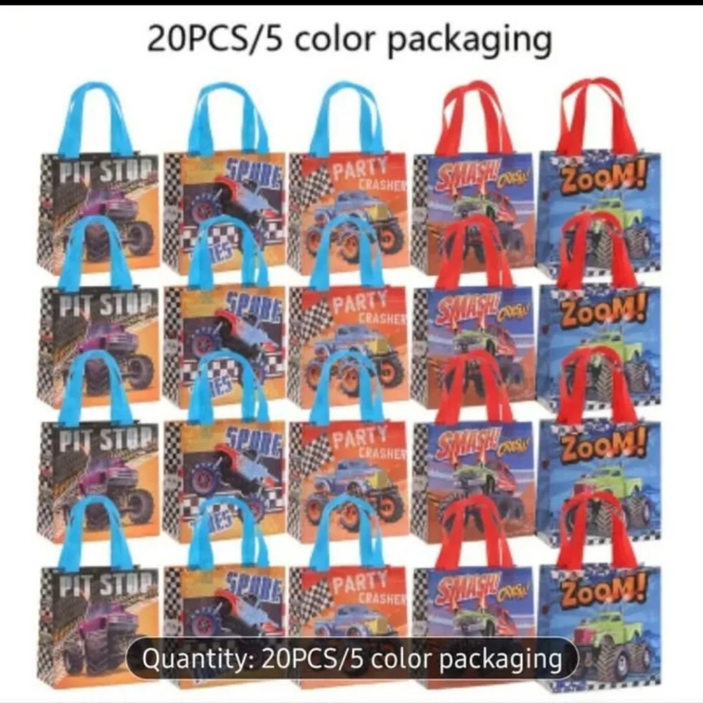 Colorful Monster Truck Gift Bags Set Of 20 New